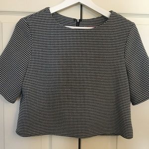 HARPER | Black & White Houndstooth Cropped Top | S